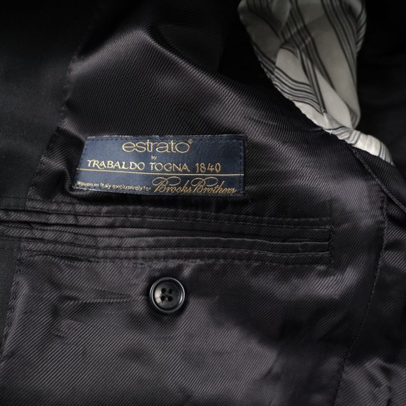 Brooks Brothers Fitzggerald Black Wool Suit Blazer 40L Estrado Trabaldo Togna - Picture 8 of 14